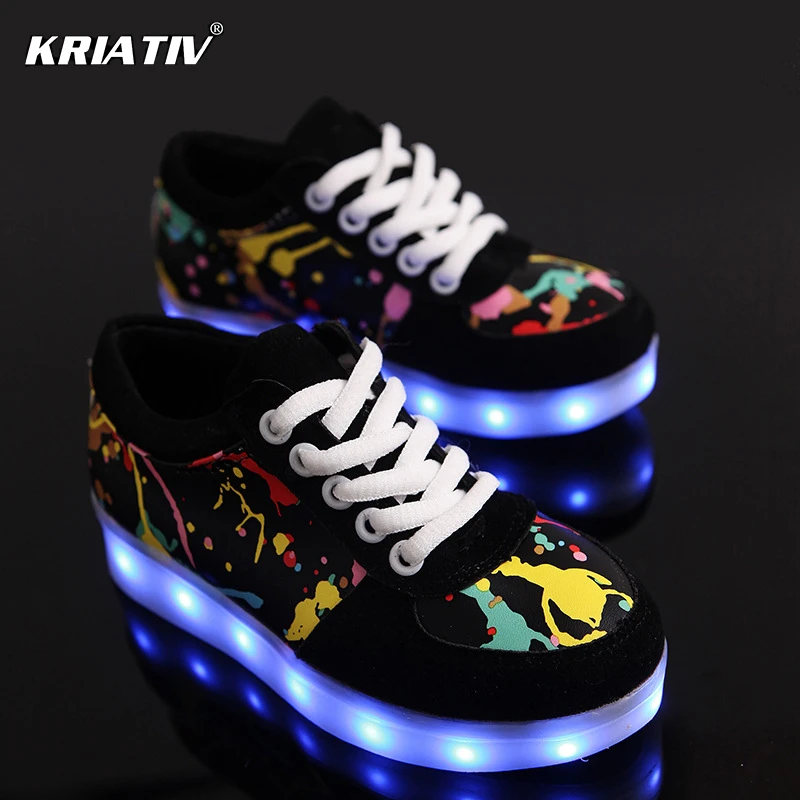 slippers for boy KRIATIV USB Charger Children Led Shoes for Boy&Girl Glowing Sneakers Kids Light Up Shoes Led Slippers Casual Luminous Sneakers extra wide children's shoes
