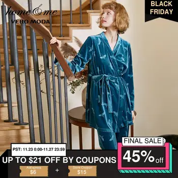 

Vero Moda Women's Two-piece Long-sleeved Velvet Lounge Wear Pajamas Sets | 3193TS502