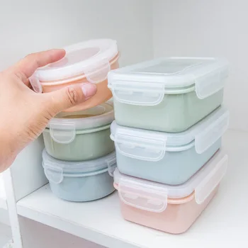 

Mini Refrigerator Crisper Small Lunch Box Kitchen Bento Box Plastic Storage Box Rectangular Sealed Box Insulated Lunch Box