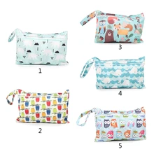 Sac à couches pour bébé imprimé, imperméable, sec, humide, fermeture éclair, sac à main, poussette, Pack 