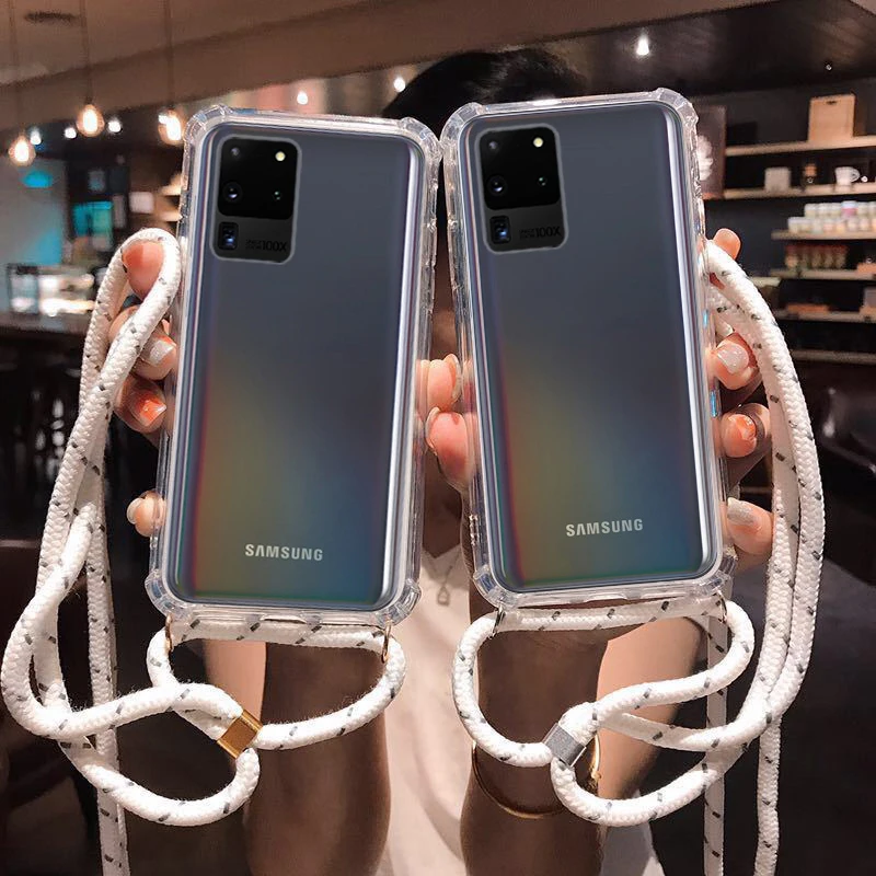 Чехол для Samsung A51 A71 S20 A81 A91 A50 A70 Note 10 S10 Lite чехол с ремешком через плечо и ожерельем