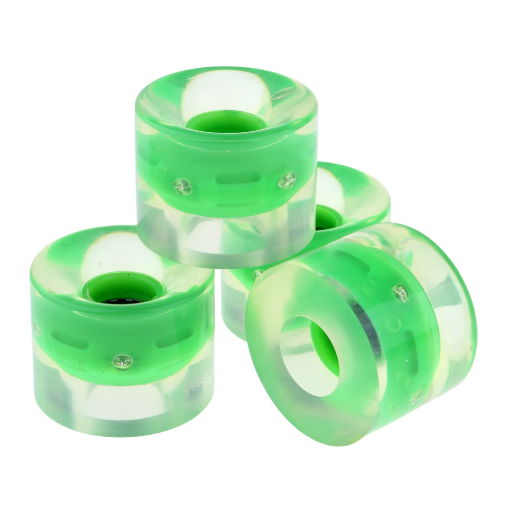 4 Pcs Light Up Wheels Flash 60mm with Magnetic Core for Skateboard Longboard pink / blue/ green/ white/ red