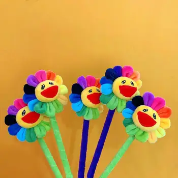 

36pcs/lot Creative stationery cute cartoon plush sunflower gel pen 0.5mm black ink water writing tool signing pen girls favor