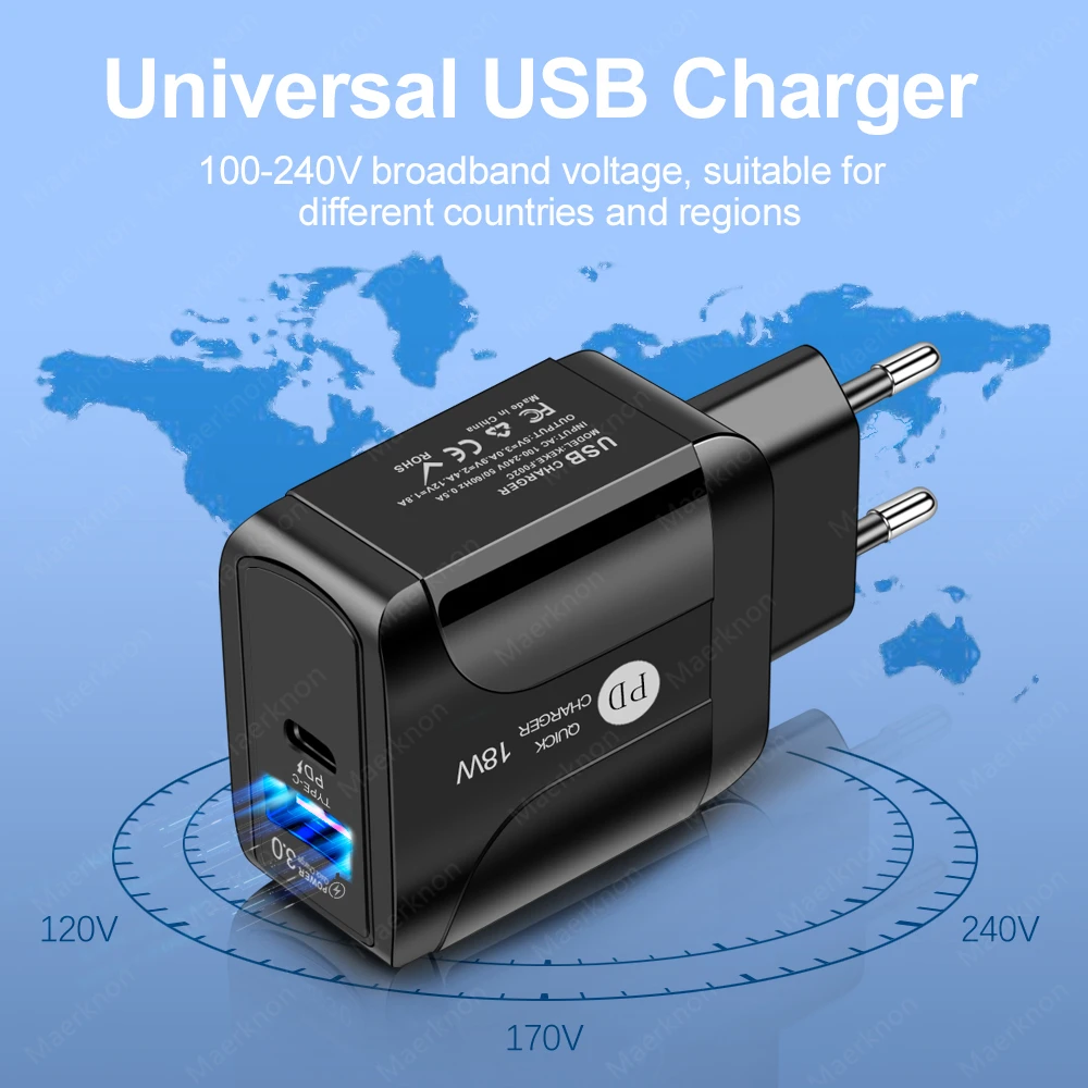 USB C USB Charger PD Quick Charge 4.0 3.0 USB-C Type C Fast USB EU Charger For iPhone 11 Redmi note 9 pro mobile phone chargers (1)