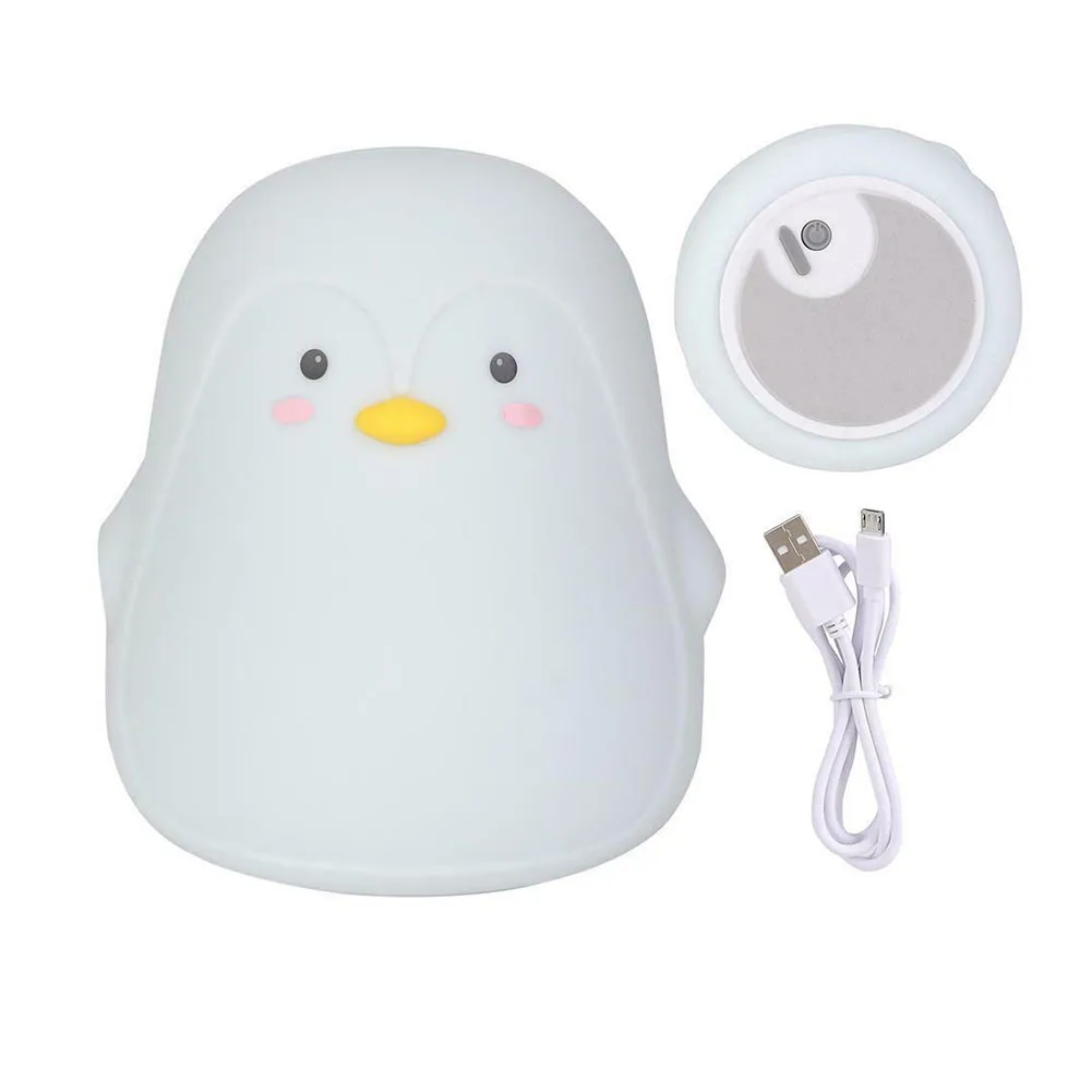 

Night Light Penguin Cartoon Led Bedroom Soft Children Durable Home Animal Practical Nursery Lamp Silicone USB Charging