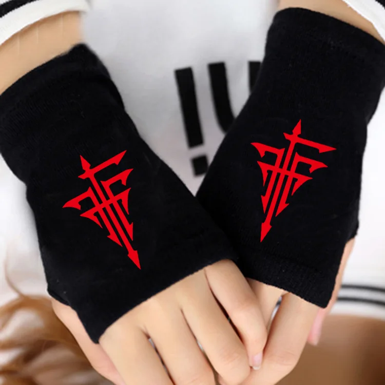 FFF Fatal Fire Fukanzenna Knitting Gloves Cotton Warm Half Finger Wrist Mittens Fashion Cosplay Props Accessories Gift Winter