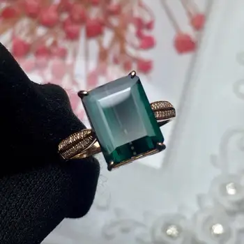 

Fine Jewelry Real Pure 18 K Gold Jewelry 100% Natural Green Tourmaline Gemstones 3.95ct Diamonds Male's Wedding Fine Man's Rings