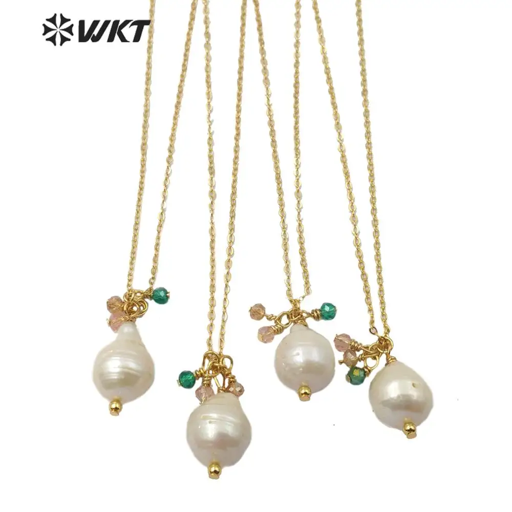 

WT-JN108 WKT Natural Pearl Necklace Water Drop Shape Pearl Gold Electroplated Necklace Gift For Women Fashion Necklace Jewerly