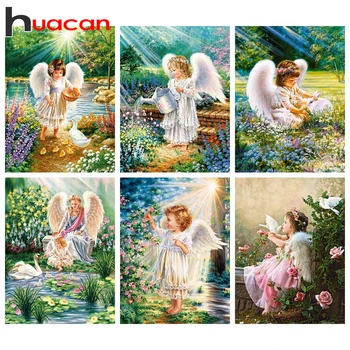 

Huacan Diamond Painting Full Square/Round Kids 5D DIY Diamond Embroidery Mosaic Portrait Angel Decorations Home