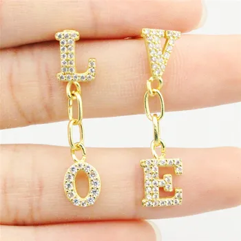 

10pair/lot Fashoion cz earring,delicate cubic zirconia love letter shape charm,Valentine's Day earring jewelry cheap wholesale