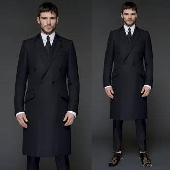 

Latest Design Jacket Pants Men's Wedding Groom Dress Custom Fashion Men's Double-Breasted Long Blazer