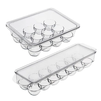 

2 Pieces Egg Box Kitchen Egg Storage Box Home Organizer Refrigerator Egg Crisper Container Egg Racks Food Storage Tray