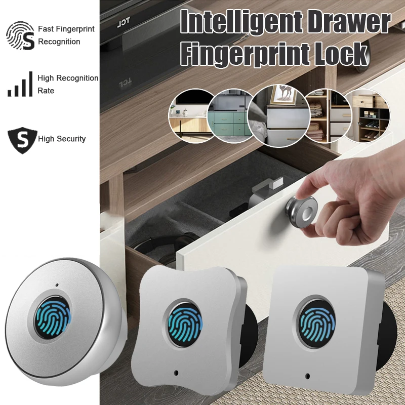 

Smart Drawer Fingerprint Lock Alloy Intelligent Electronic Lock Anti-theft Safety Lock For Storage Cabinet Wardrobe Desk