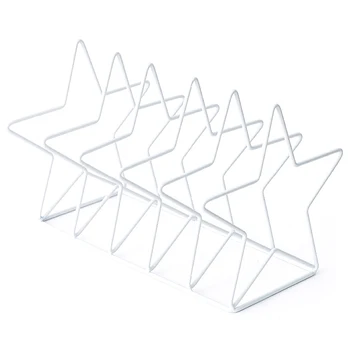 

Pentagram Metal Bookend Creative Star Book Standing Document File Desktop Manager Bookshelf Stand White
