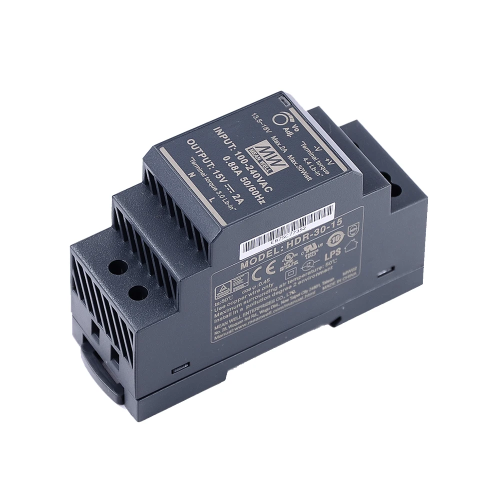 Оригинал Mean Well HDR 30 15 DC 15V 2A 30W meanwell ультра тонкий ступенчатая форма DIN Rail источник