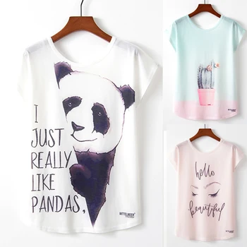 

Spring Summer Women T Shirts for Girls Harajuku Kawaii Cute Panda Print Loose T shirt New Casual Lady Short Sleeve Tops Tee