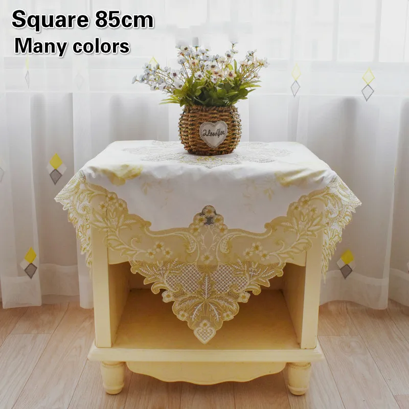 

European Velvet Lace Embroidery Square Tablecloth Bedroom Study Air Conditioning Table Cover Cloth Banquet Party Tapete Nappe