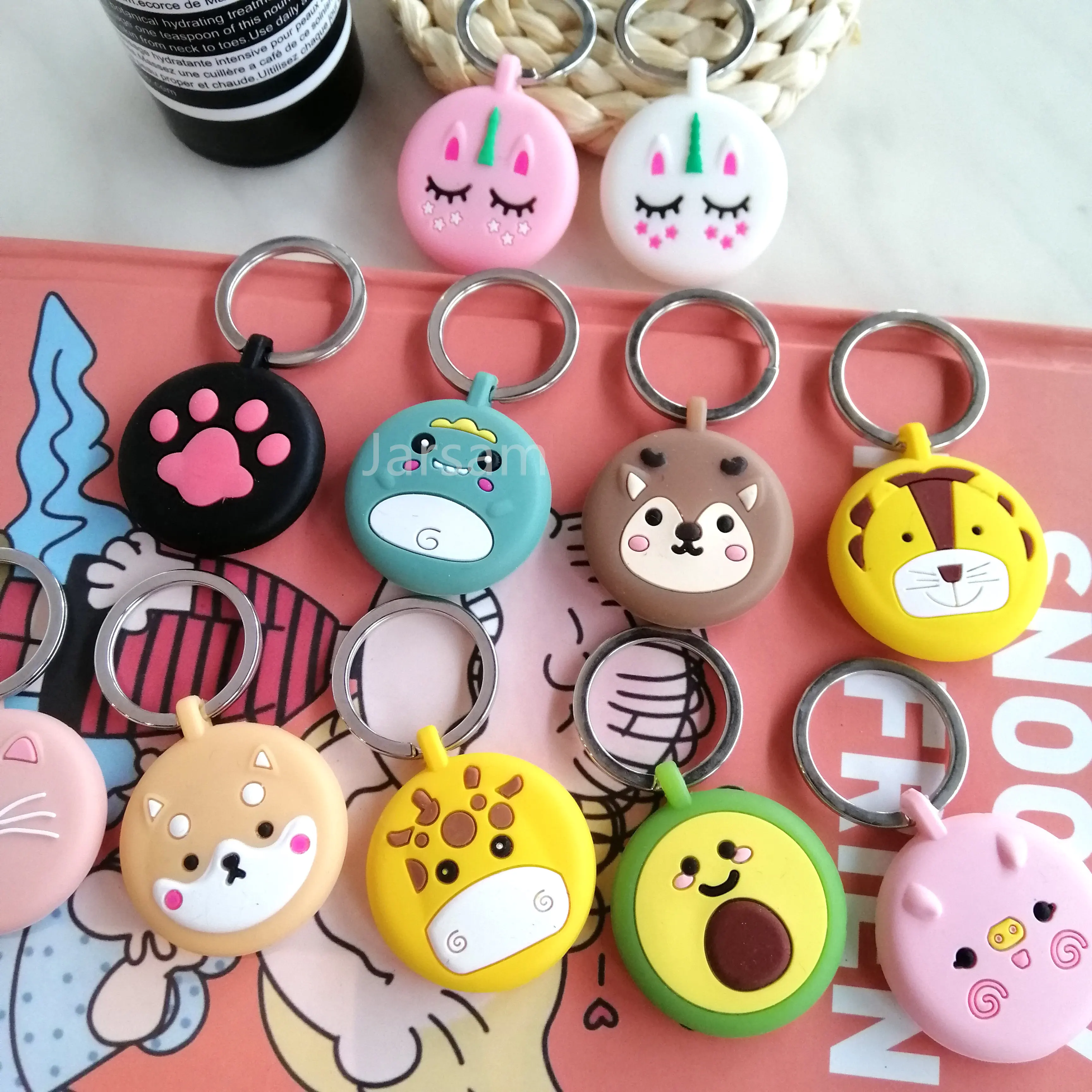 Lovely Cartoon Silicone Soft Protective Sleeve For AirTag Keychain Pet Child Anti-lost Device for Air Tag Protect Case Cover