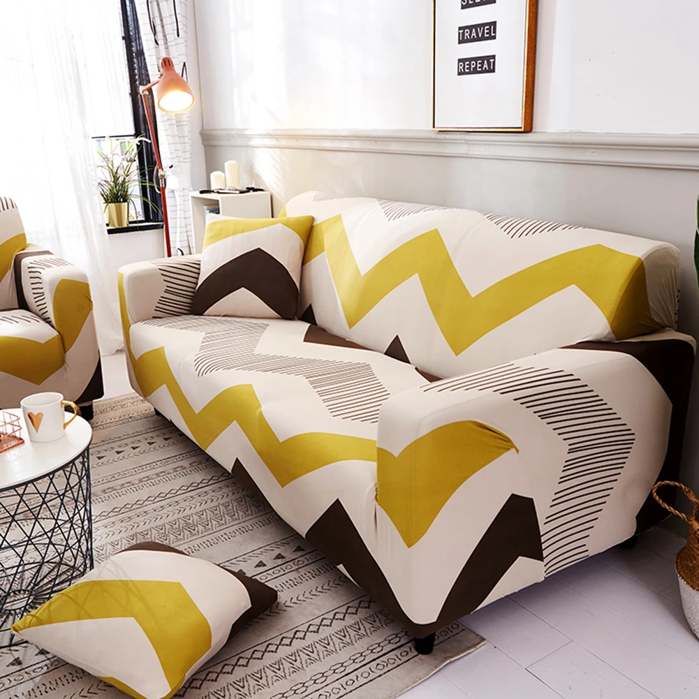 Эластичный универсальный чехол для дивана из спандекса, 2 и 3 сиденья, чехол с геометрическим протектором, растягивающийся чехол для дивана, гостиной