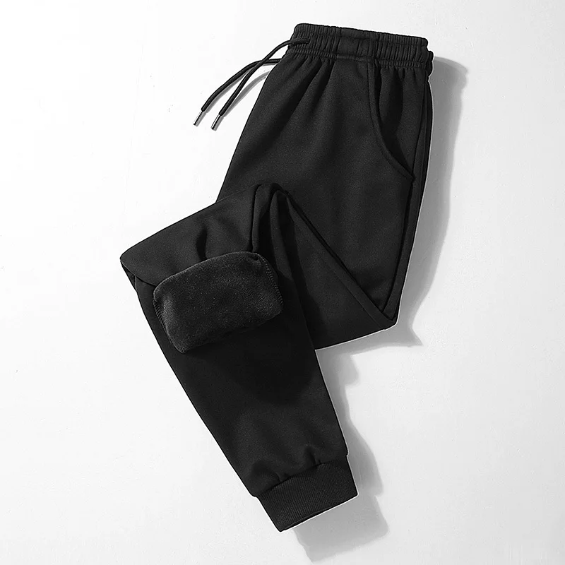 Зимние мужские вельветовые толстые теплые повседневные штаны, Мужская Растяжка для ступней, мужские спортивные повседневные длинные штаны большого размера