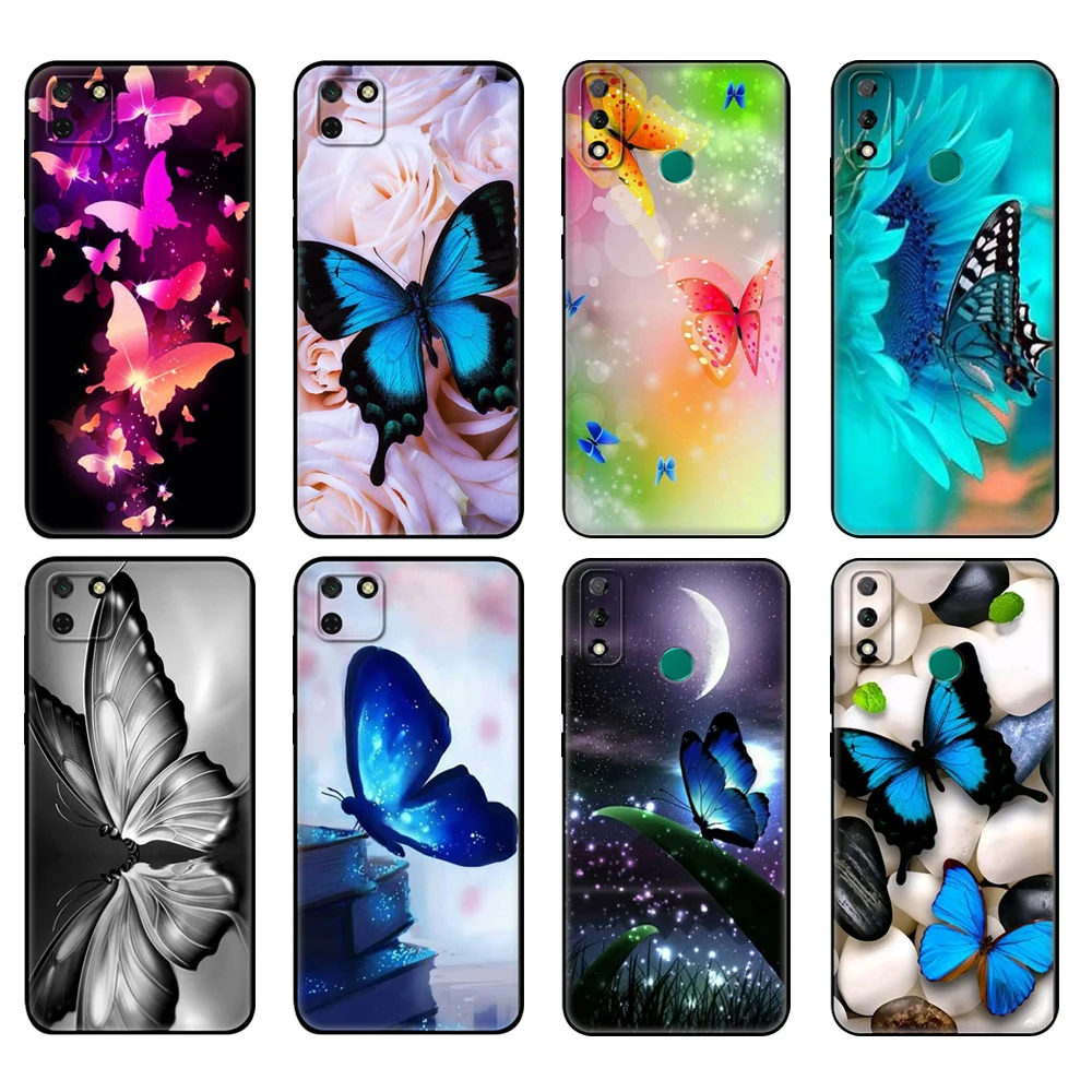 Черный чехол из ТПУ для Huawei Y9S Y6S Y8S Y5P Y7P Y8P Y5 lite Prime 2018 Y6 2019 с фантазийной красочной