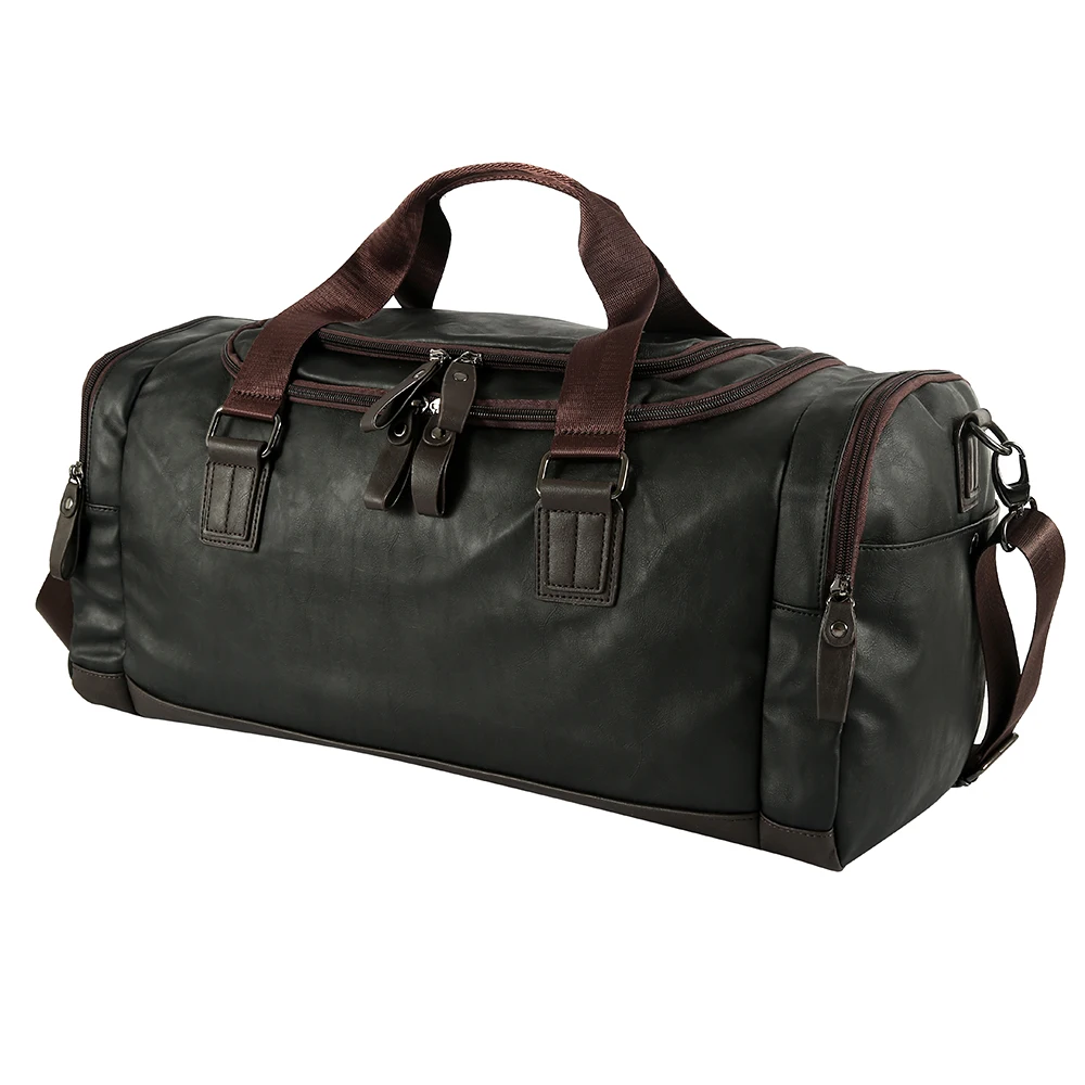 Мужская черная Дорожная сумка, водонепроницаемая кожаная большая Вместительная дорожная сумка, многофункциональная сумка-тоут, повседневные сумки через плечо