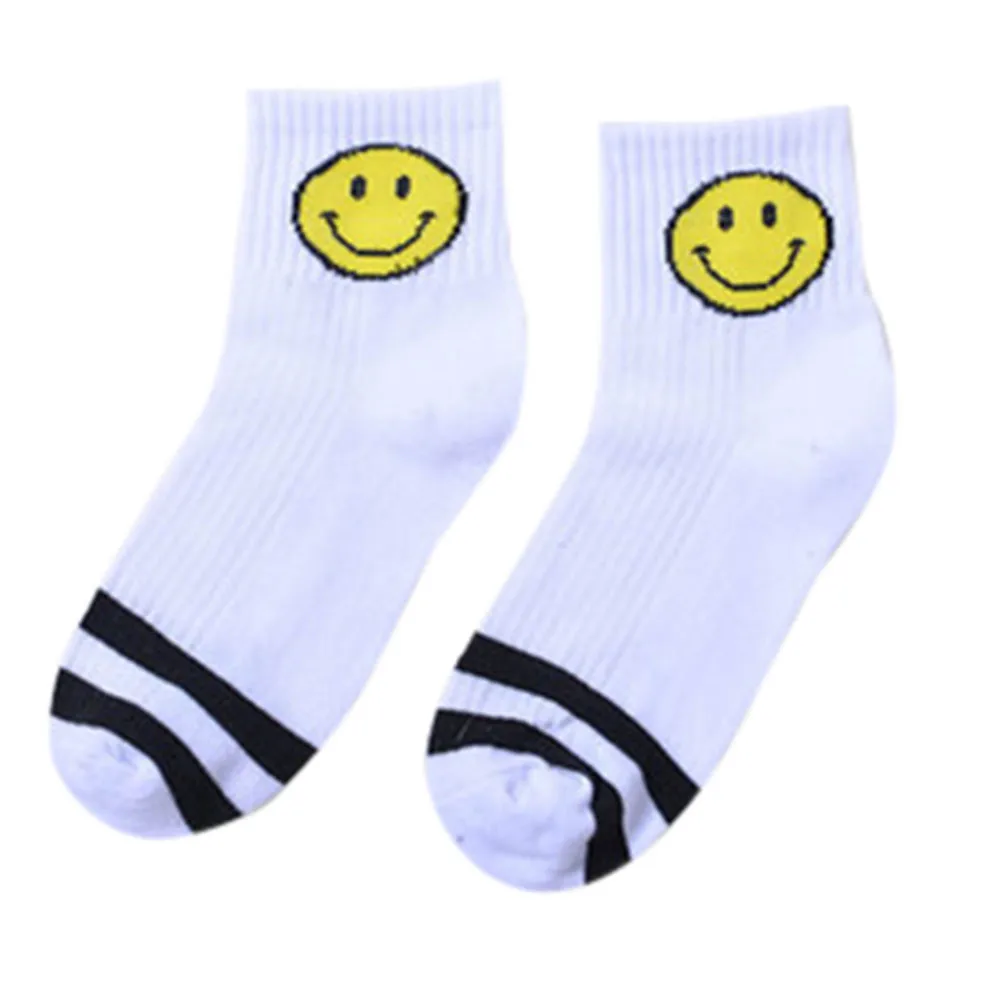Smiley short tube striped socks comfortable breathable casual slippers socks quality autumn winter men women daily