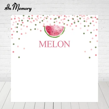 

InMemory Watermelon Party Backdrop For Photo Studio White Theme Red Green Dots Kids Summer Birthday Party Photography Background