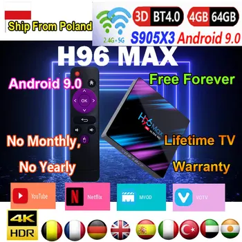 

H96 MAX Amlogic S905x3 Android TV Box HD 4K 8K TV Box Android 9.0 Smart TV Box android tv smart box Bluetooth 2.4G/5G Wifi box