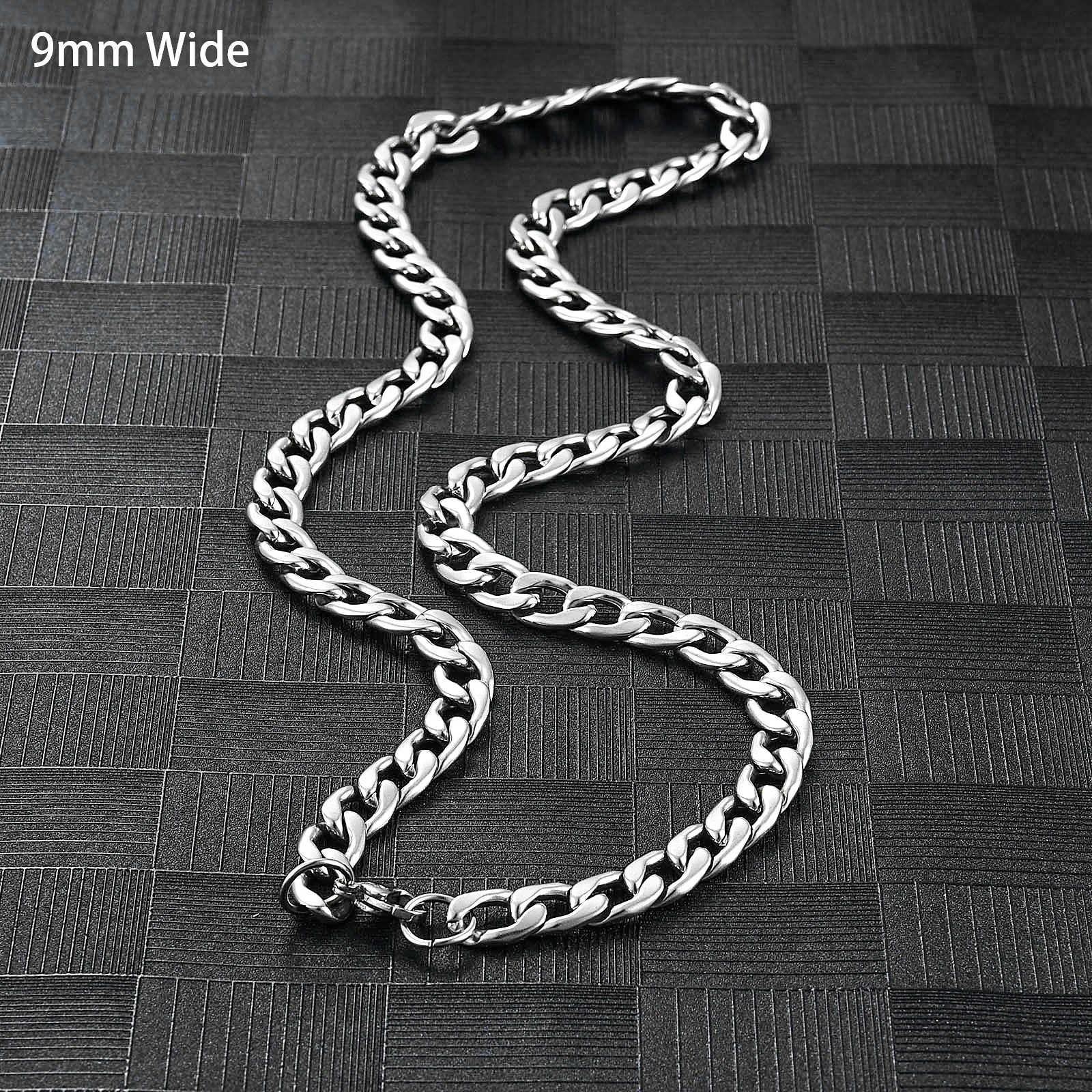 Cuban Necklaces Silver Necklace Stainless Steel Necklace Men's Round Link Stainless Steel Necklace Cuban Chain for Women Men Silver Color Chunky Tone Punk Boy Metal Jewelry Accessories