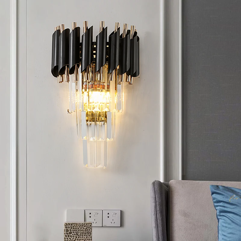 Modern Crystal LED Wall Light Aisle Bedroom Bedside Lamp Sconce Lighting Fixture 