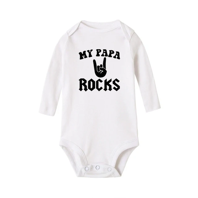Боди для новорожденных «Born To Rock Just Like My Daddy», хлопковое боди с длинными рукавами, ползунки для девочек и мальчиков, детские комбинезоны - Цвет: A4