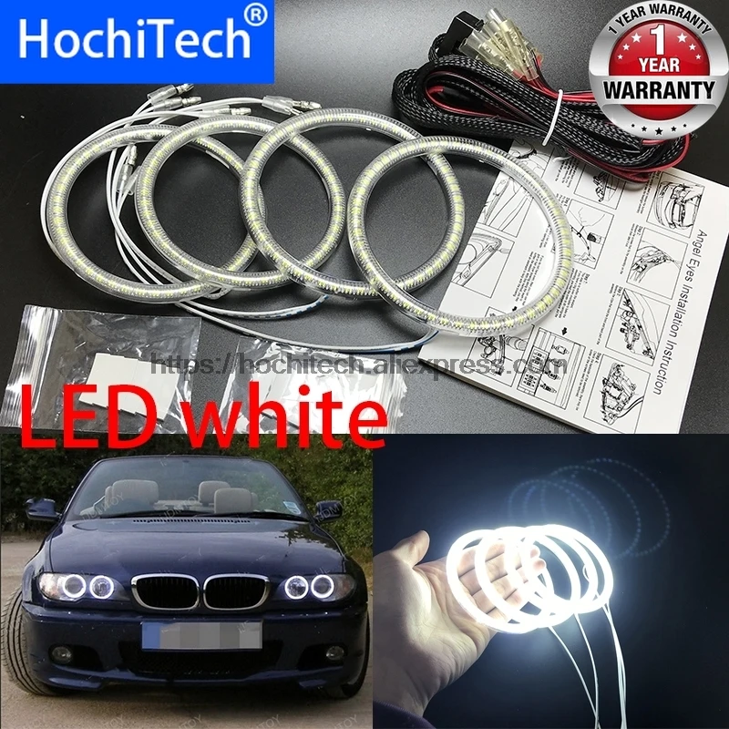 

HochiTech для BMW E46 трансформер подтяжку лица с ксеноновое украшение для автомобиля ультра яркий 6000 К Белый, поверхностного монтажа, светодиодный ангельские глазки Halo кольца
