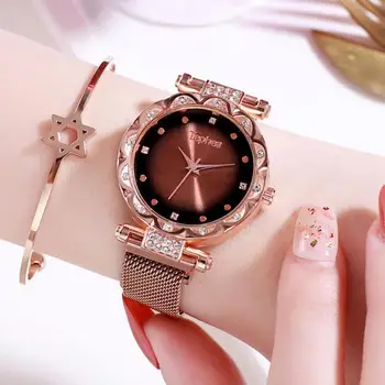 

2020 New Fashion Watch Women Rose Gold Bracelet For Girl Luxury Wristwatch Crystal Quartz Clock Trend Relogio Feminino Relojes