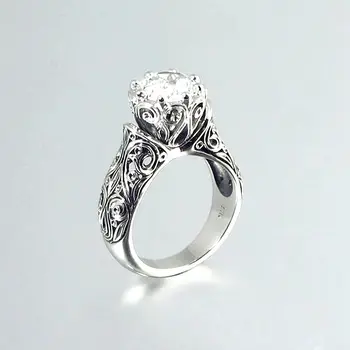 

10pcs Hot sale Vintage flower modeling Rings European and American simple wild men and women zircon ring size 5-10 G-64