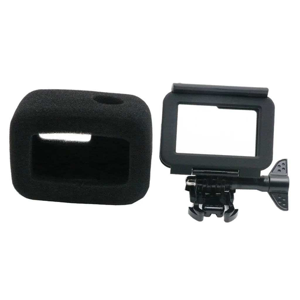 Windshield Foam Cover Wind Noise Reduce + Frame Case for GoPro Hero 5 6 7 Kit