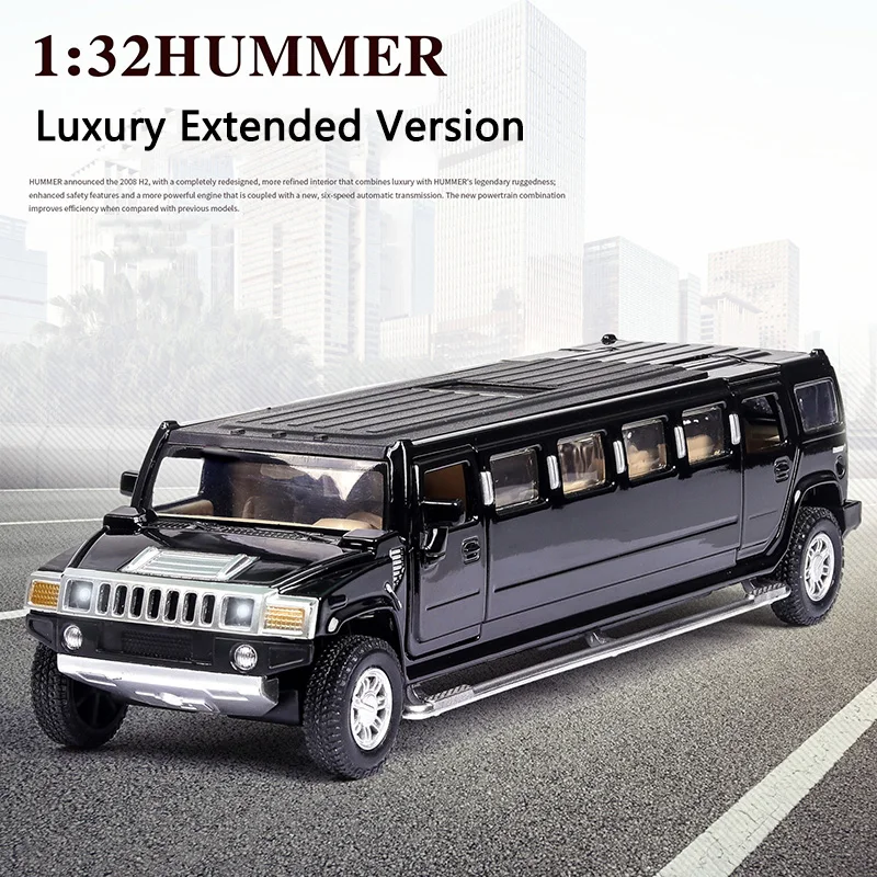 Литая 1:32 модель автомобиля Hummer удлиненная из металлического сплава игрушечная