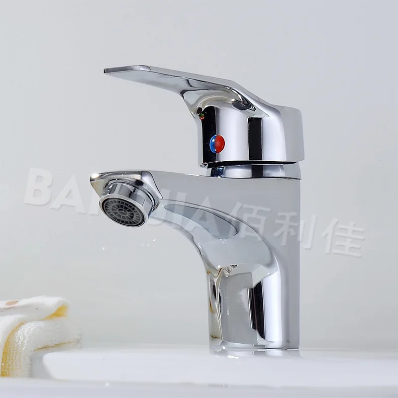 

Bai li jia Copper Hot And Cold Faucet Washbasin Single Bore Glass Ceramic Basin Bathroom Faucet ming jia Single Bore Leading