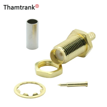 

10pcs/lot RP SMA Female Connector Gold Plated RP SMA Bulkhead Nut with Male PIN for RF Coax Pigtail Cable RG316 RG178