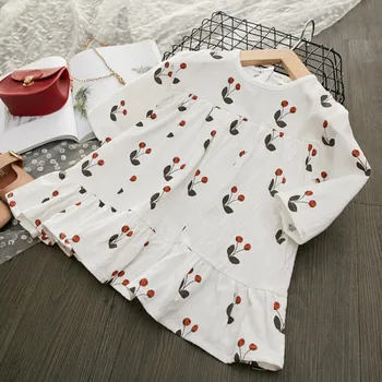 

Autumn Cute Baby Girls Dress Cherry Print Long Sleeve Design Dresses for Girl Kids Toddler Sundress
