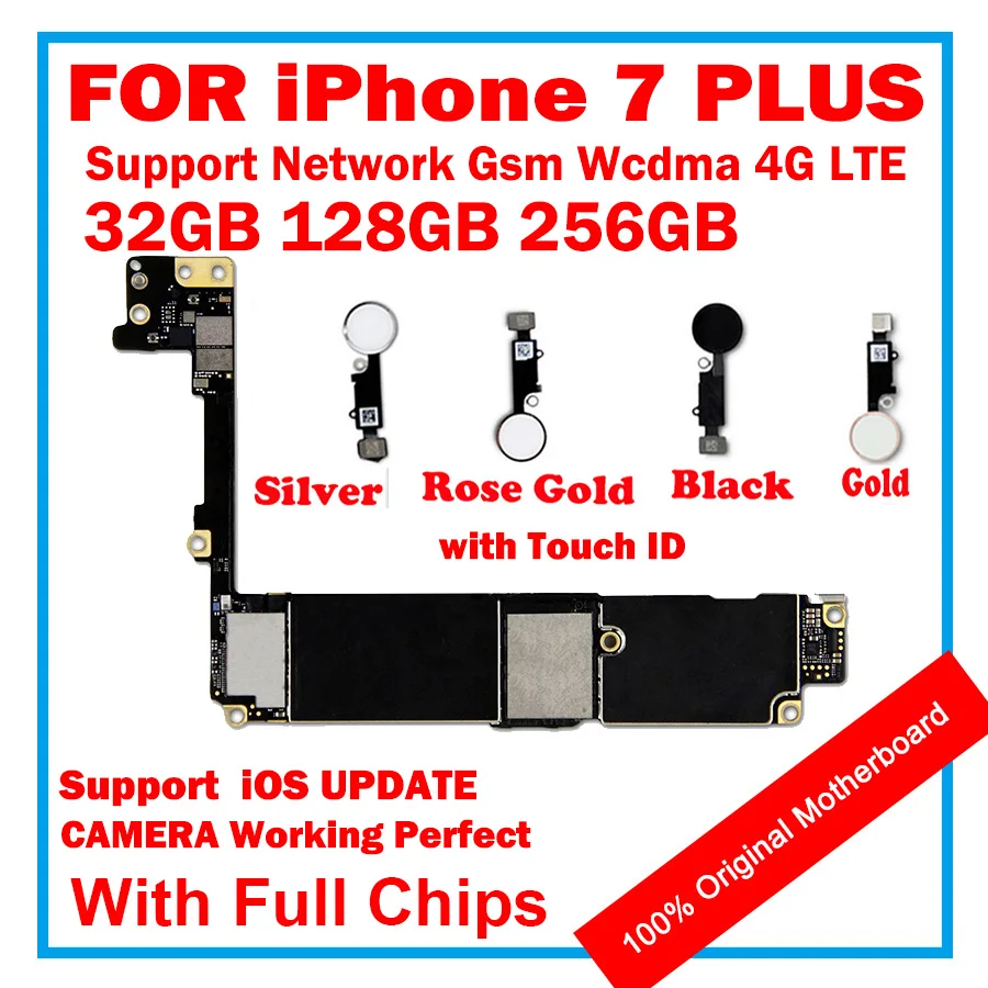 Оригинальная материнская плата для iPhone 7 Plus 32 ГБ 128 256 5 дюйма со сканером