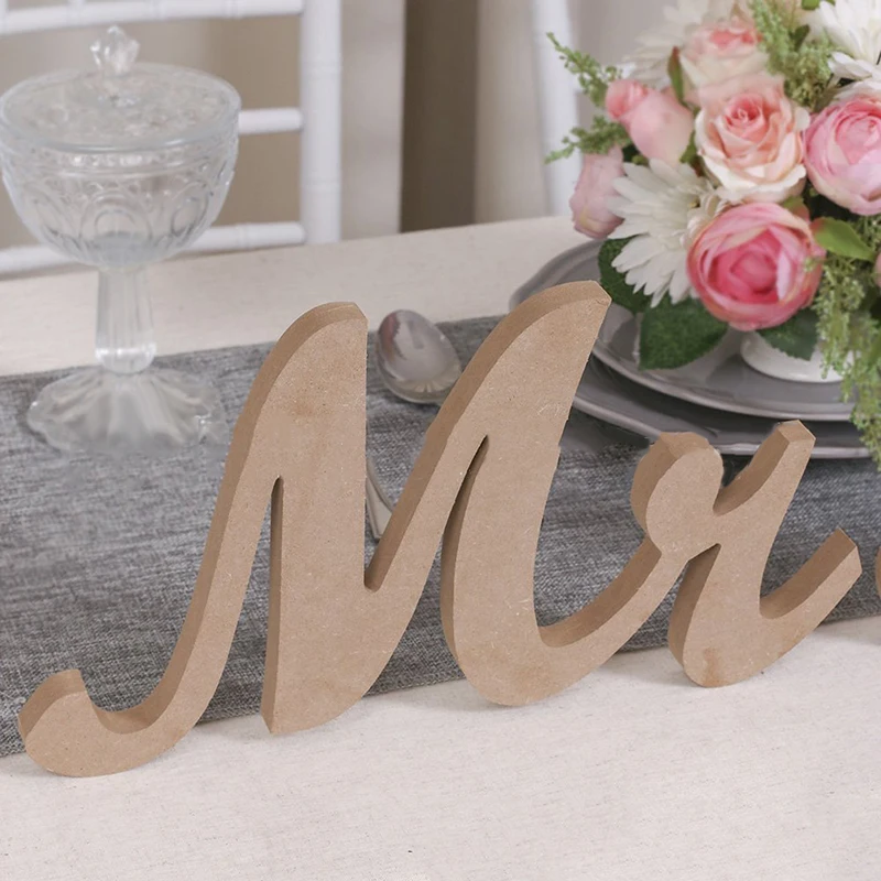 Свадебный знак Mr& Mrs буквы белые деревянные буквы День рождения украшения