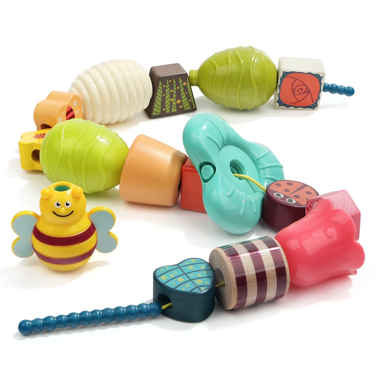 Детская игрушка chuan zhu для детей 1-2 лет, образовательная ранняя детская, центр, строительные блоки, веревка