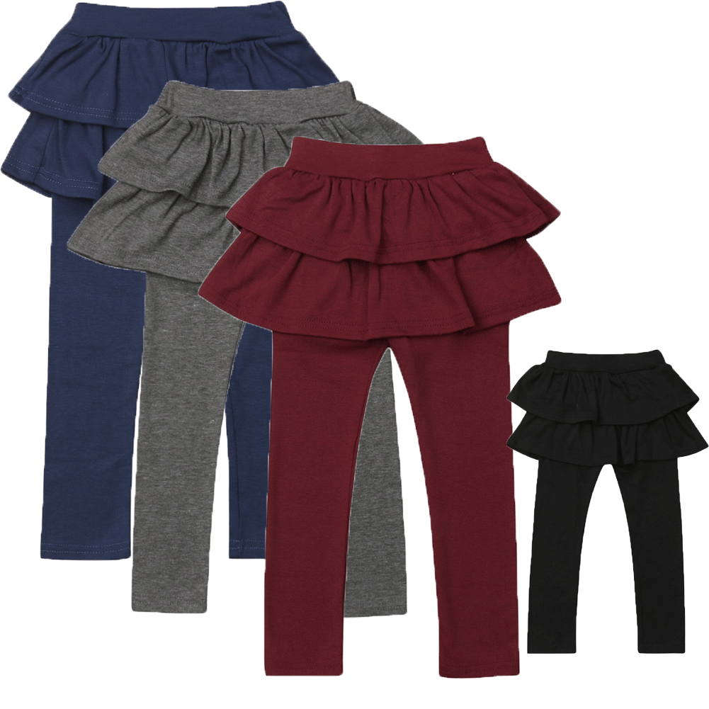 PUDCOCO/От 3 до 11 лет; Детские теплые милые леггинсы-кюлоты с оборками для девочек; юбка-пачка; брюки; леггинсы с двойной юбкой