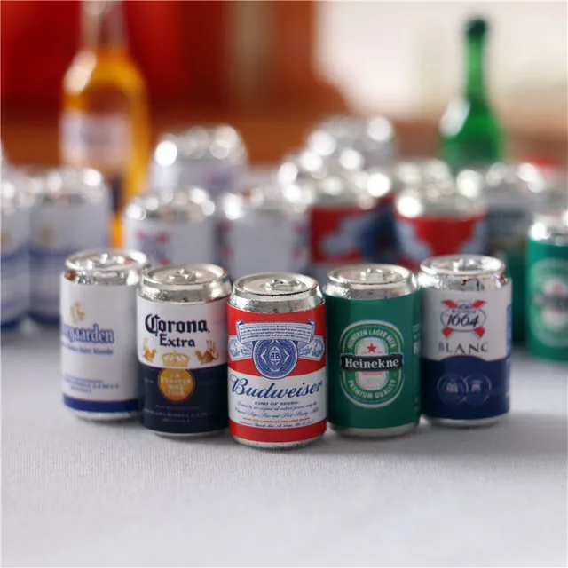 5 Pcs Mini Beer Drinks Bottle Resin Cup for 1/6 Doll House Miniature Kids Gift Home Decoration Accessories