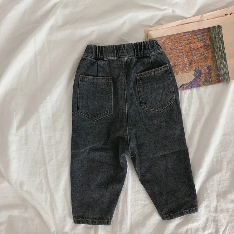 Г. Осенние модные свободные джинсы в Корейском стиле для мальчиков модные джинсы для девочек от 1 до 7 лет, 2 цвета