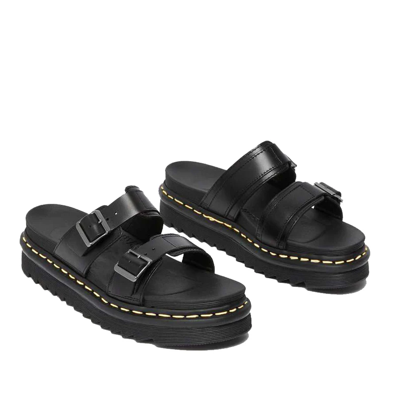 2021 женские сандалии Martens Myles из натуральной кожи с пряжкой шлепанцы на платформе