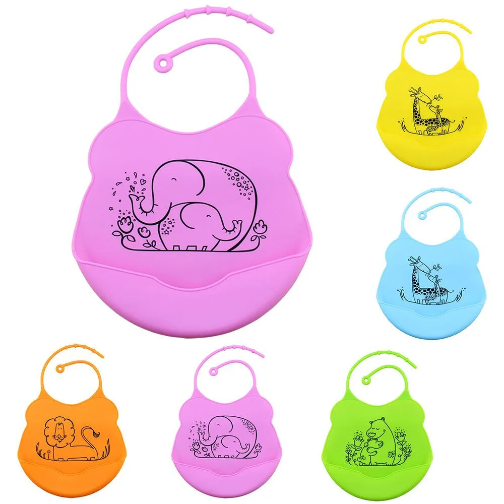 Kids Silicone Baby Bibs Baby cartoon waterproof silicone saliva bib Waterproof Bib Babies Saliva Bib Baby Feeding