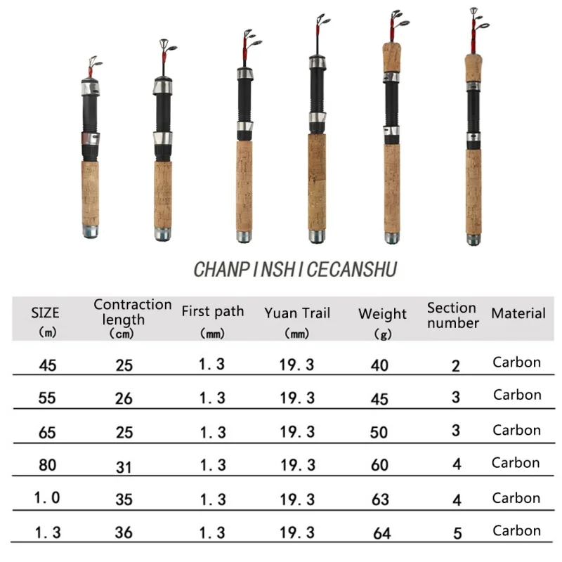 130 см/100 см/80 см/65 см/55 см/45 см зимние льда телескопические рыболовные удочки из карбона волокно Рыбалка на карпах спининг литья Жесткий удочки