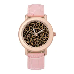 Reloj de cuarzo con patrón de piel de leopardo salvaje, de viaje con clase, de acero inoxidable, de alta calidad